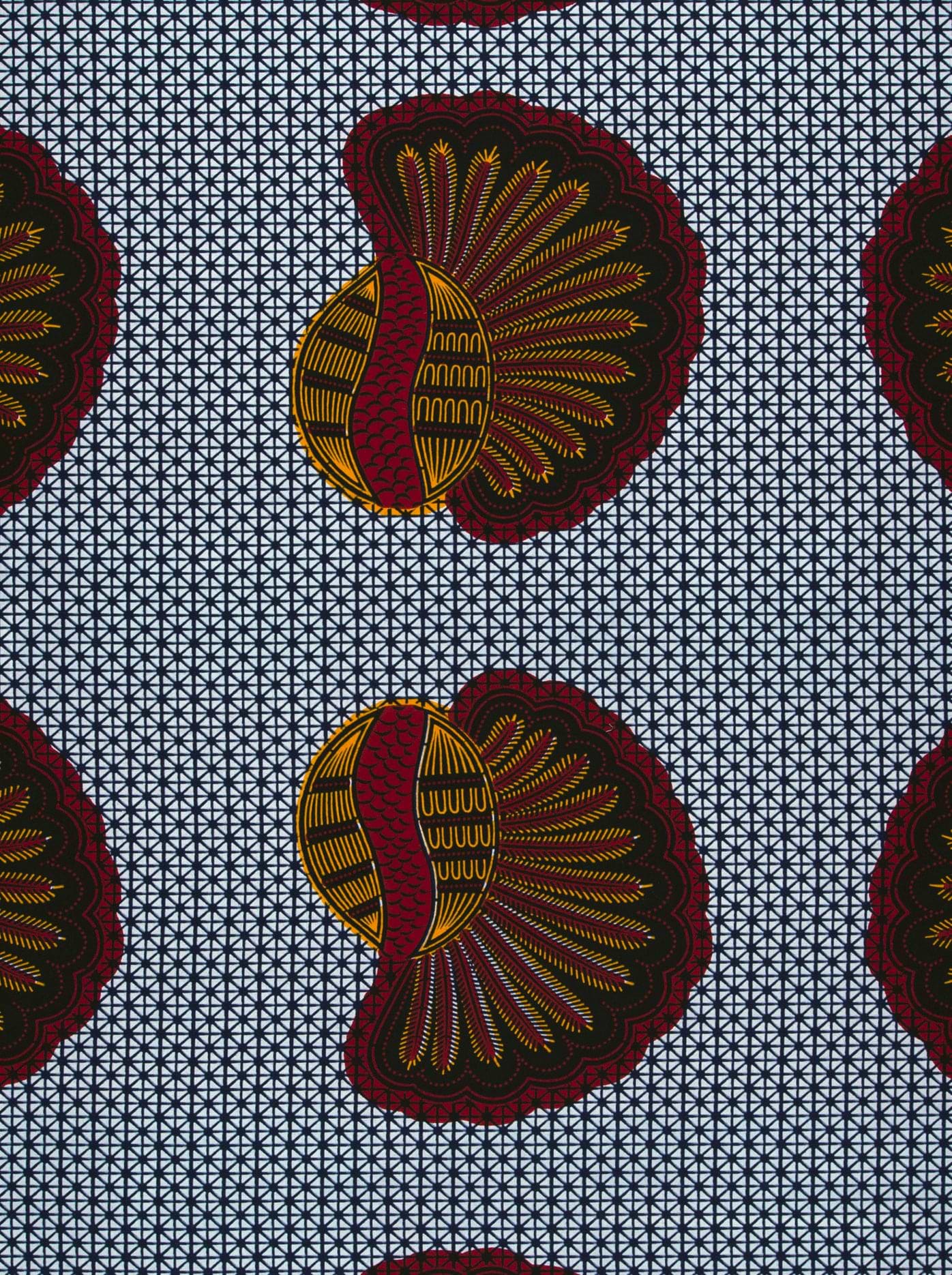 Deep red gold shell motifs wax hollandais vl00012.201