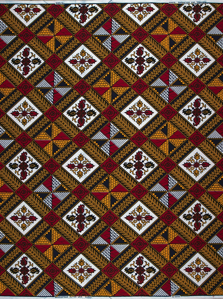 Vibrant red gold white geometric-patterned wax hollandais vl00014.308