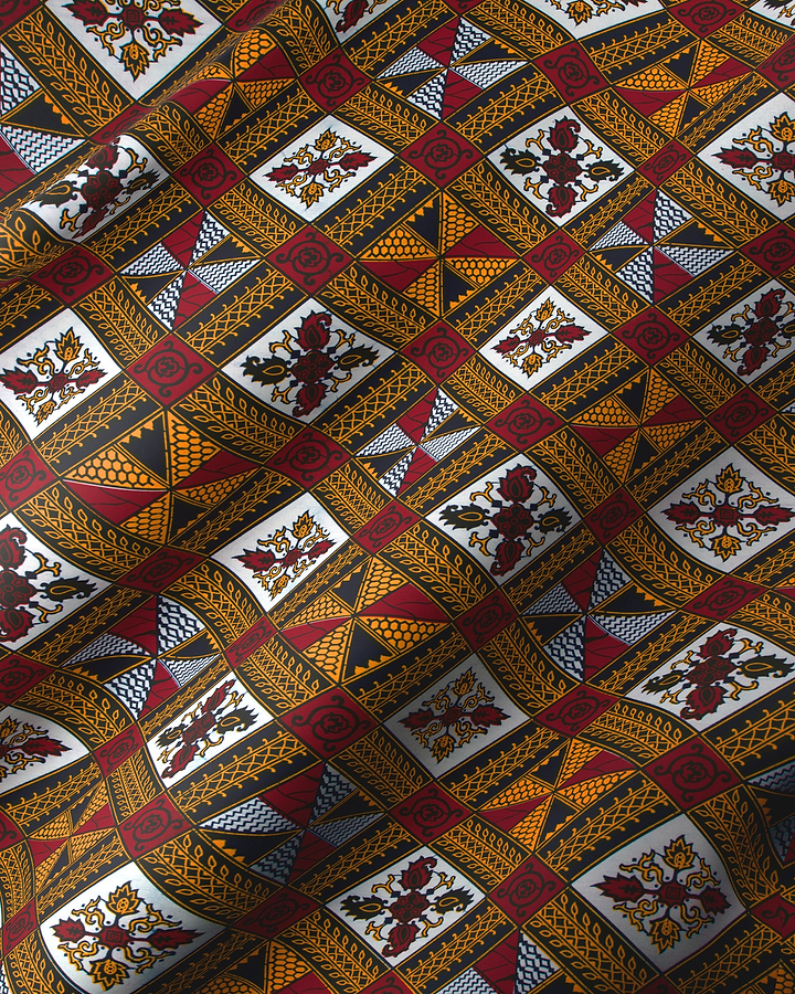 Richly patterned fabric geometric design wax hollandais vl00014.308