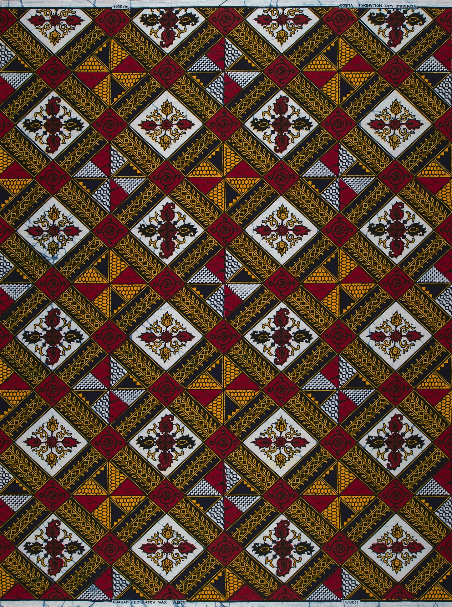 Vibrant red gold black geometric-patterned wax hollandais vl00014.309