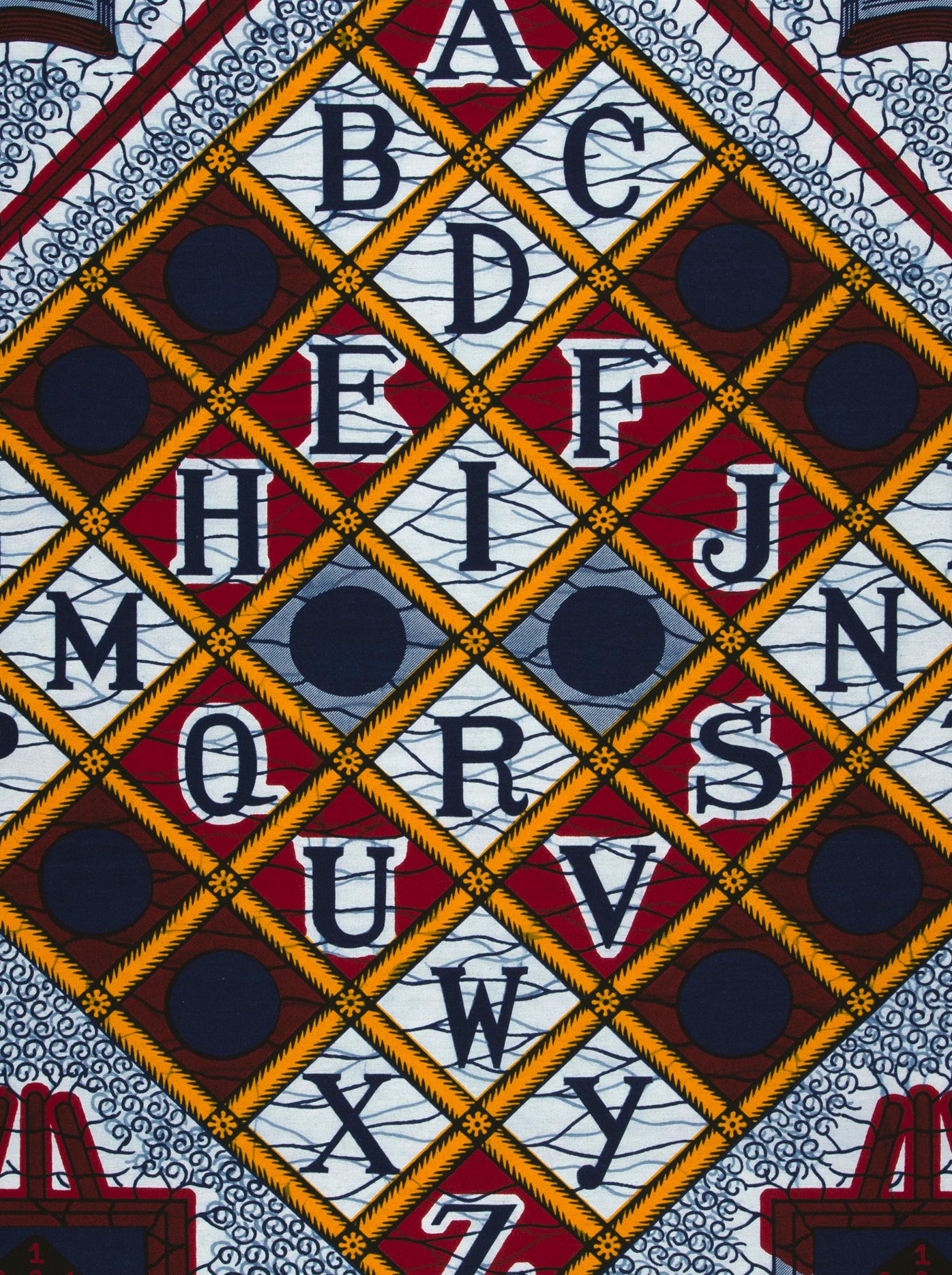 Bold geometric-patterned fabric diamond grid wax hollandais vl00017.291