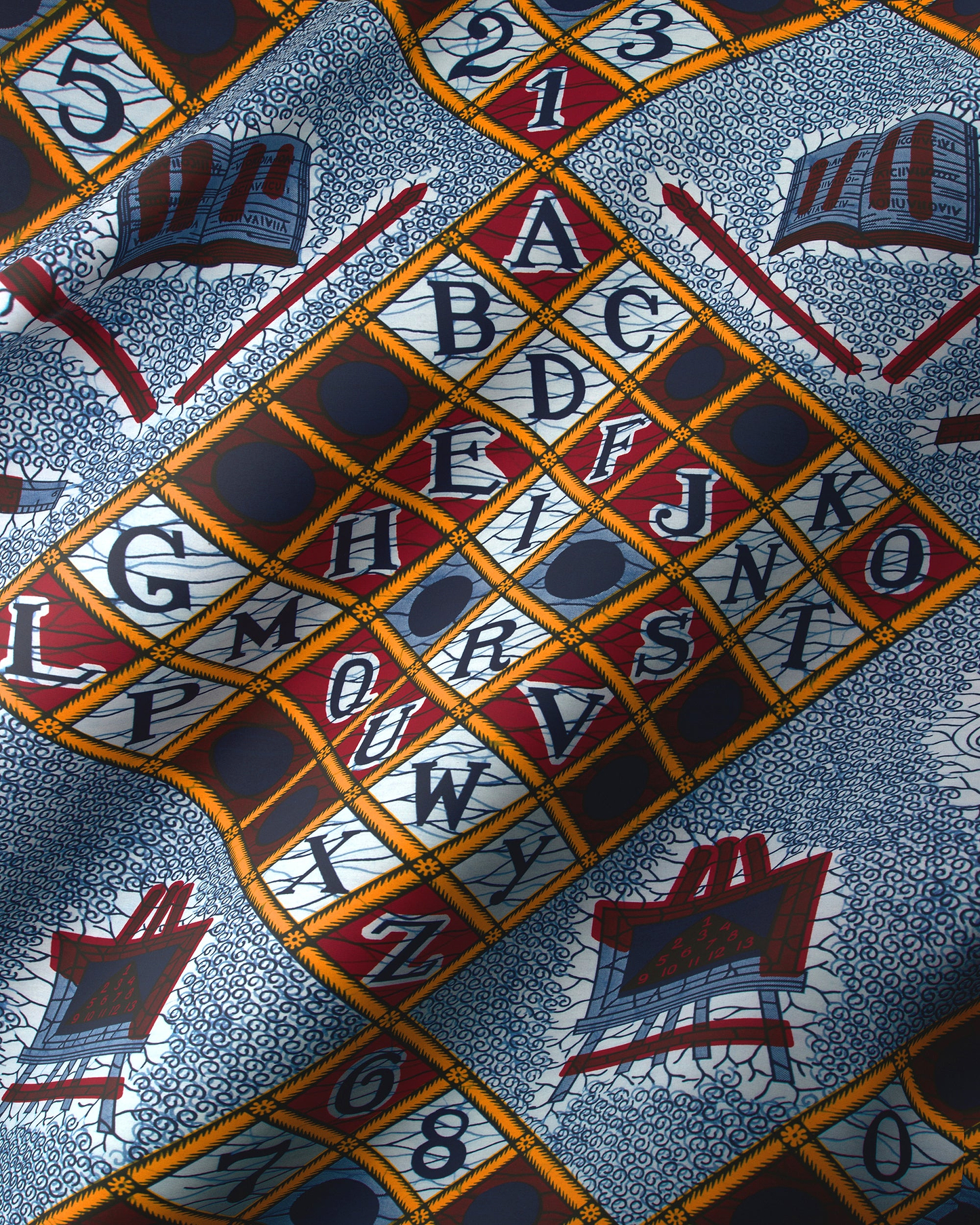 Vibrant patterned scarf grid alphabet wax hollandais vl00017.291