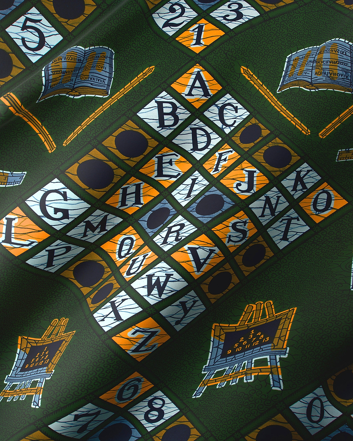 Dark green silk scarf playful wax hollandais vl00017.295