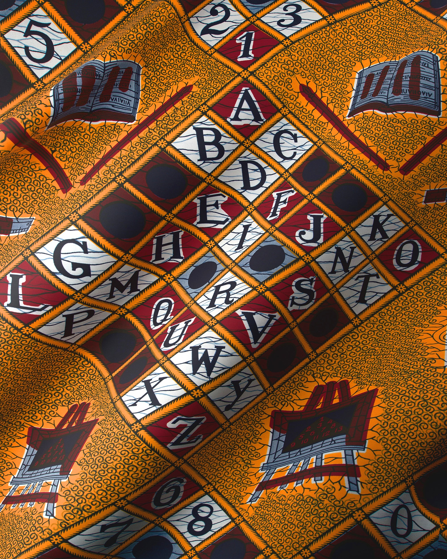 Vibrant orange fabric bold geometric wax hollandais vl00017.296