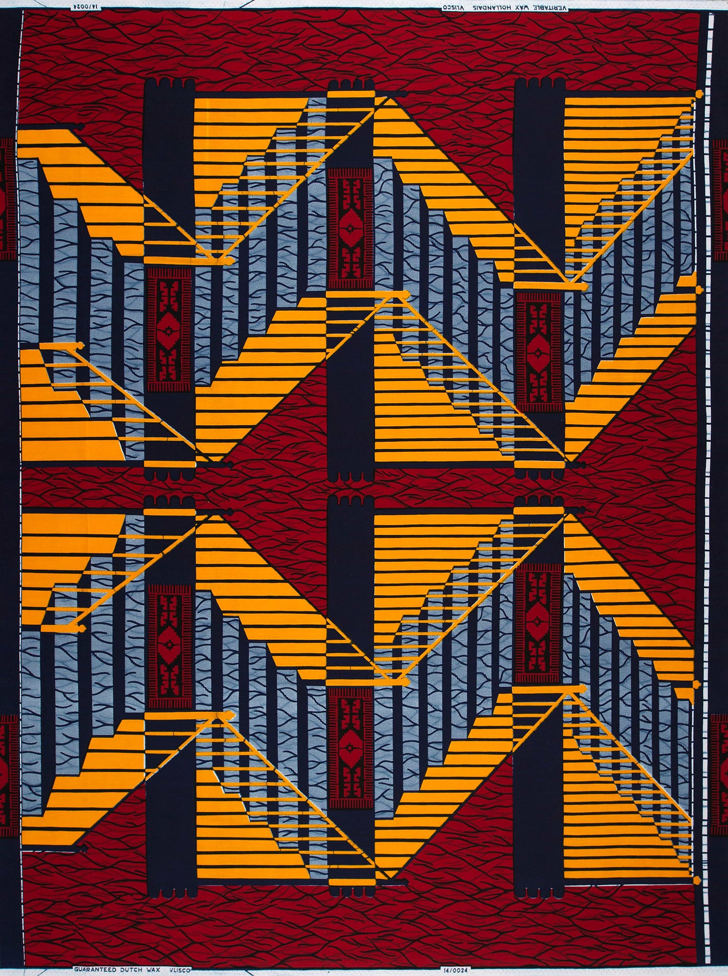 Vibrant red orange navy blue wax hollandais vl00024.061