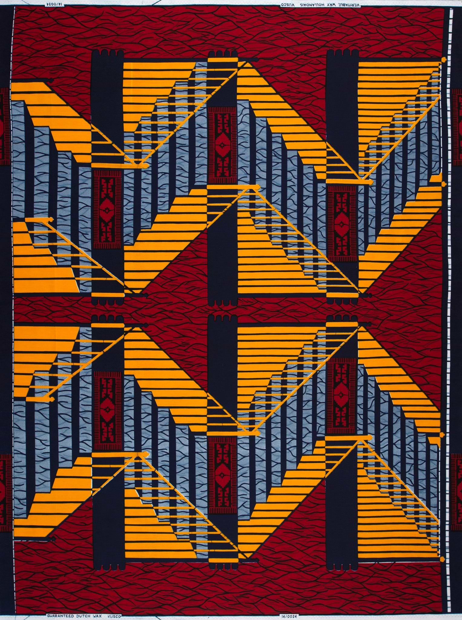 Vibrant red orange navy blue wax hollandais vl00024.061