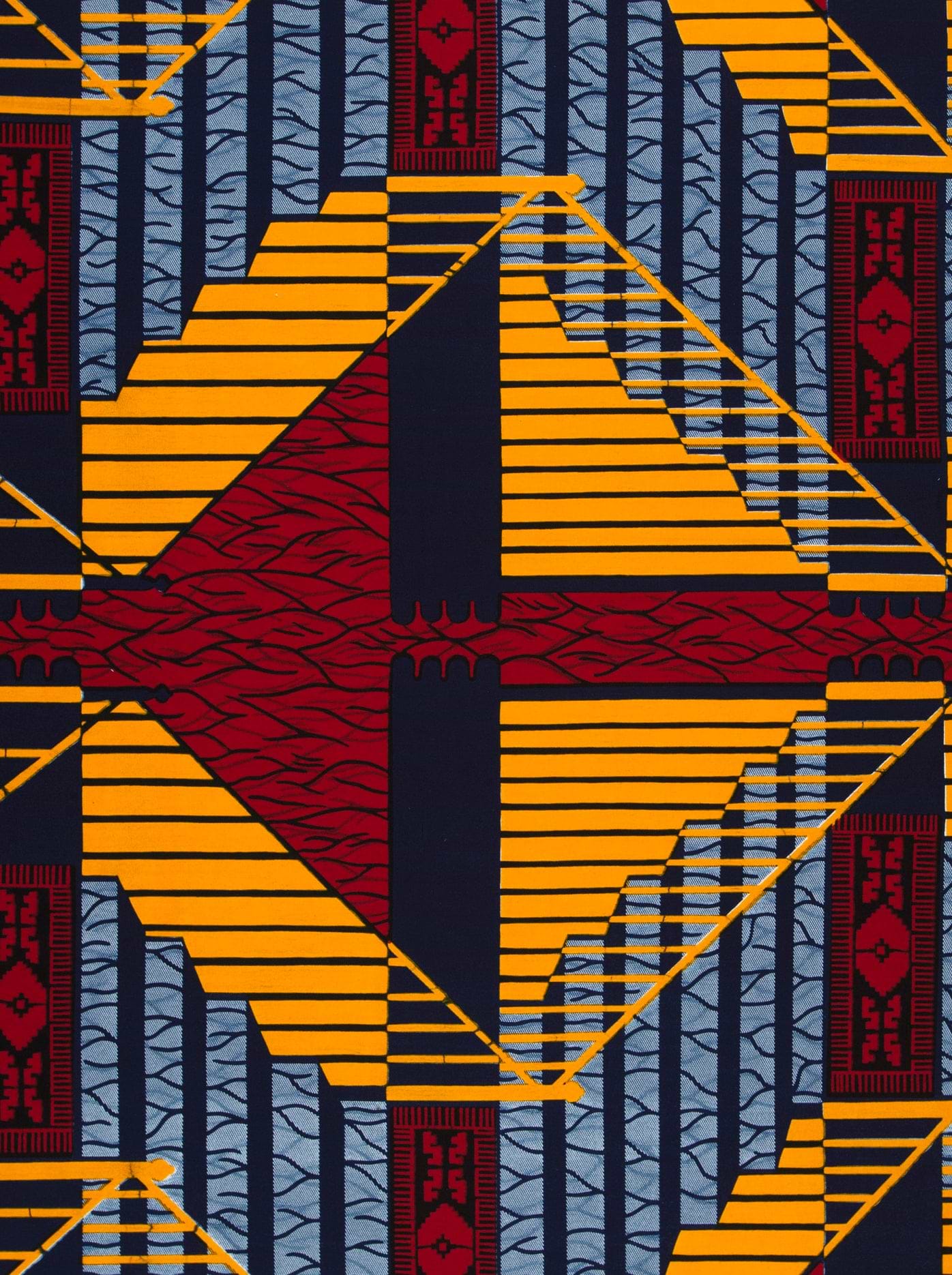 Vibrant geometric-patterned fabric bold orange wax hollandais vl00024.061