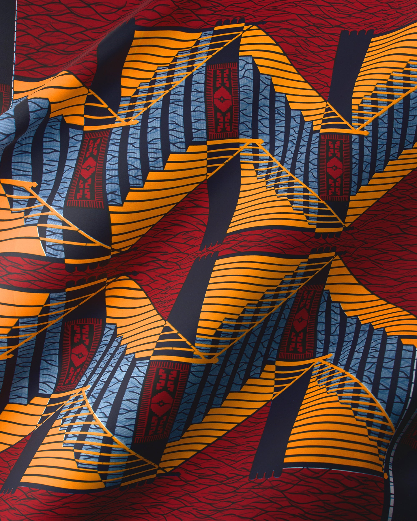 Vibrant red blue yellow geometric-patterned wax hollandais vl00024.061