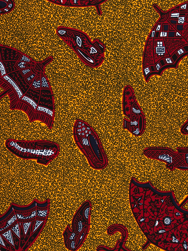 Vibrant red black patterned fabric wax hollandais vl00029.053