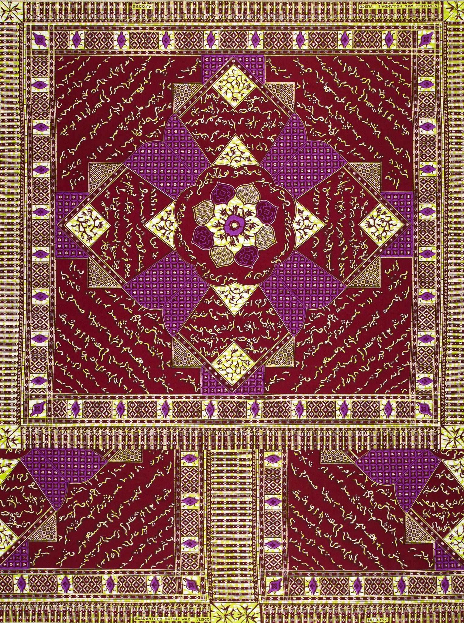 Richly patterned fabric deep red wax hollandais vl00052.159