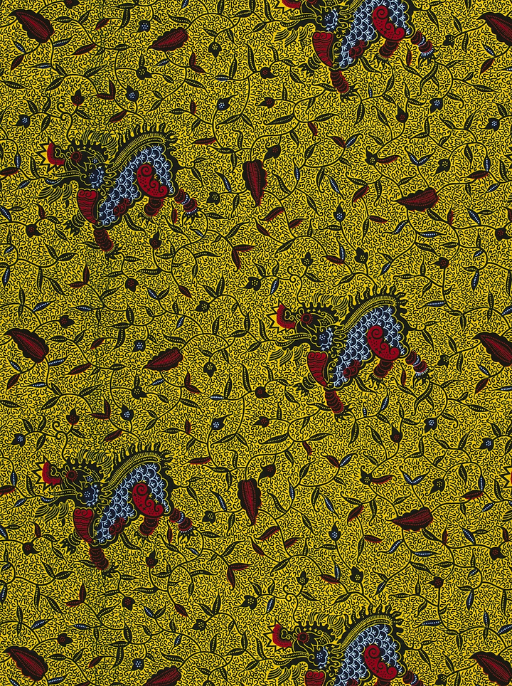 Vibrant yellow fabric patterns stylized wax hollandais vl00511.233