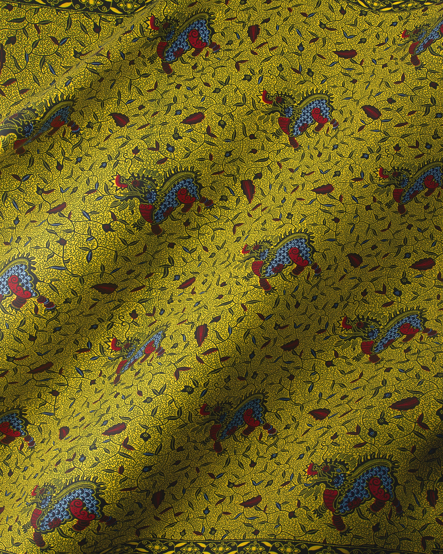Vibrant yellow fabric pattern stylized wax hollandais vl00511.233