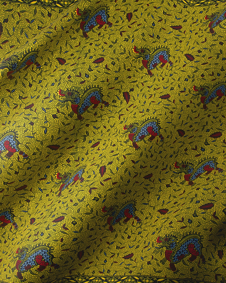 Vibrant yellow fabric pattern stylized wax hollandais vl00511.233