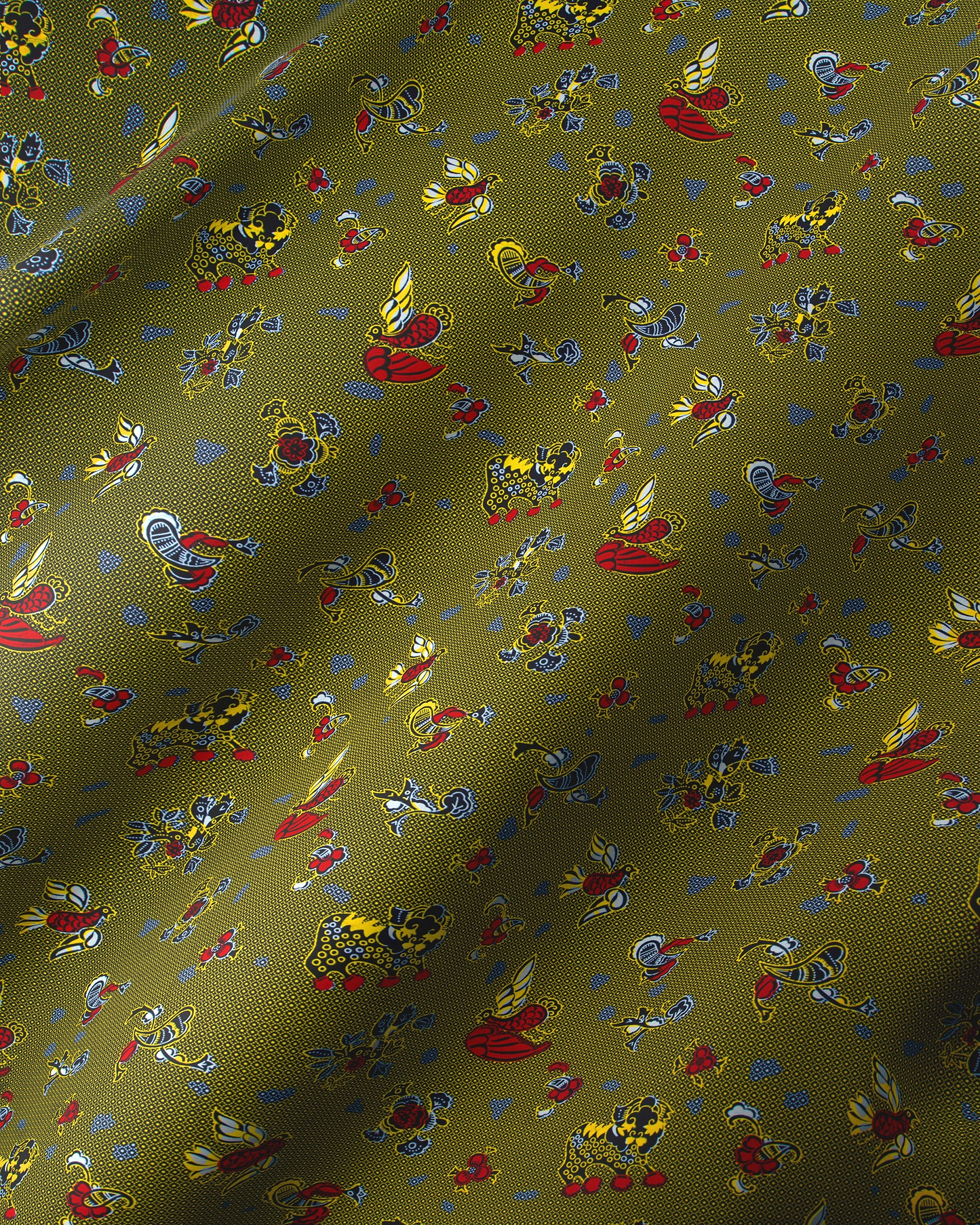Olive green fabric bird floral wax hollandais vl00535.137