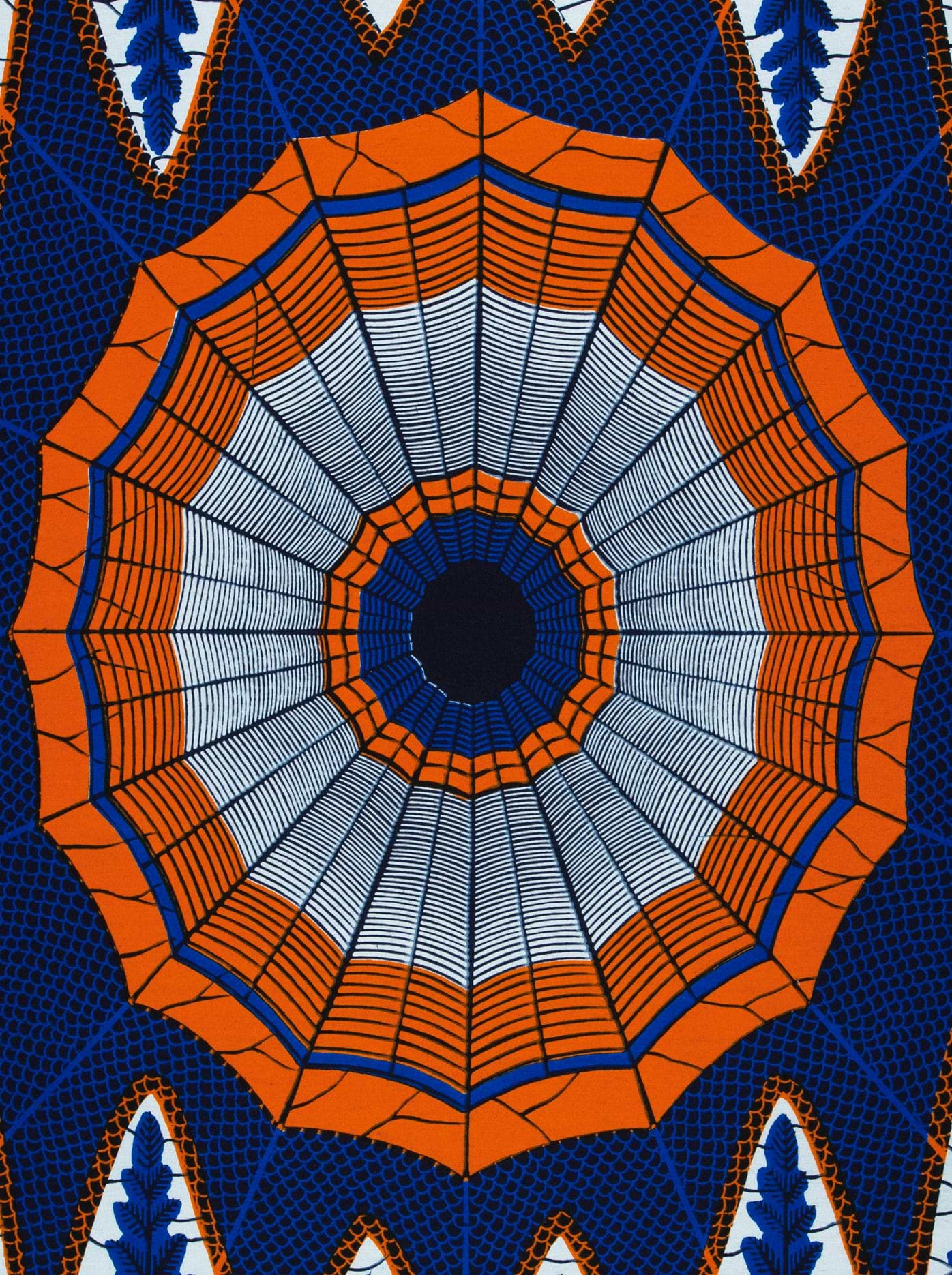 Vibrant orange blue silver geometric wax hollandais vl00549.207