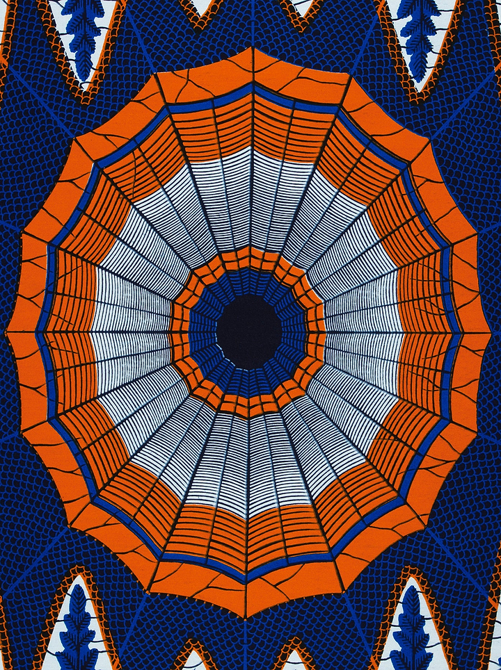 Vibrant orange blue silver geometric wax hollandais vl00549.207