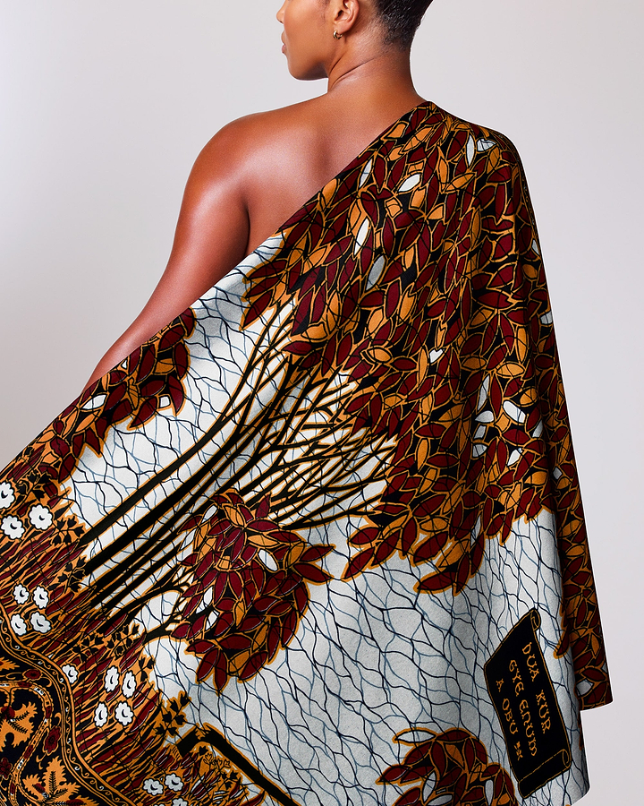One-shoulder wrap dress vibrant african wax hollandais vl00562.118