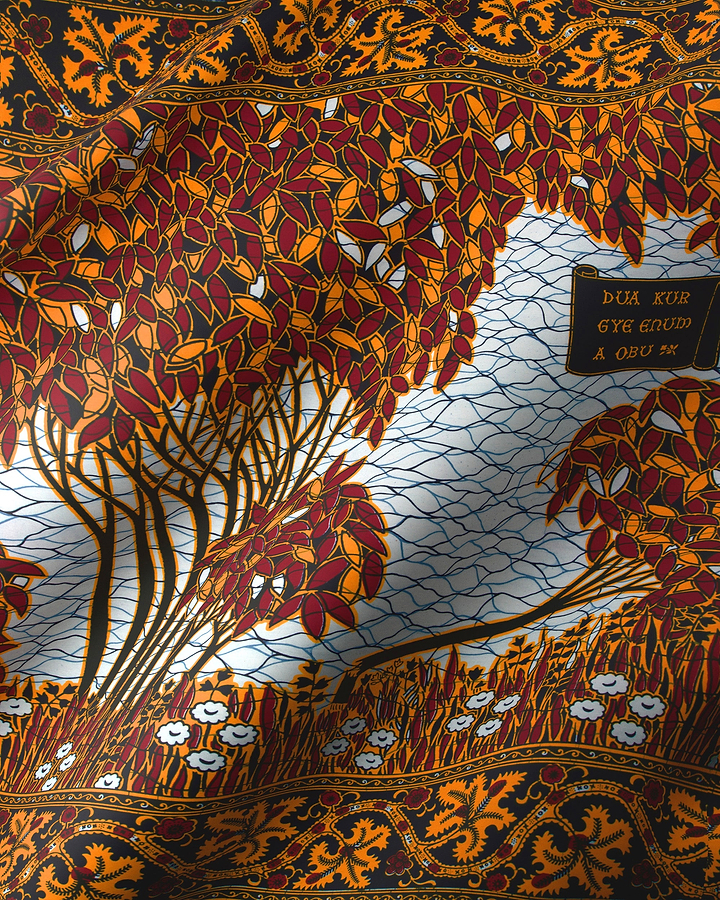 Richly patterned fabric stylized trees wax hollandais vl00562.118