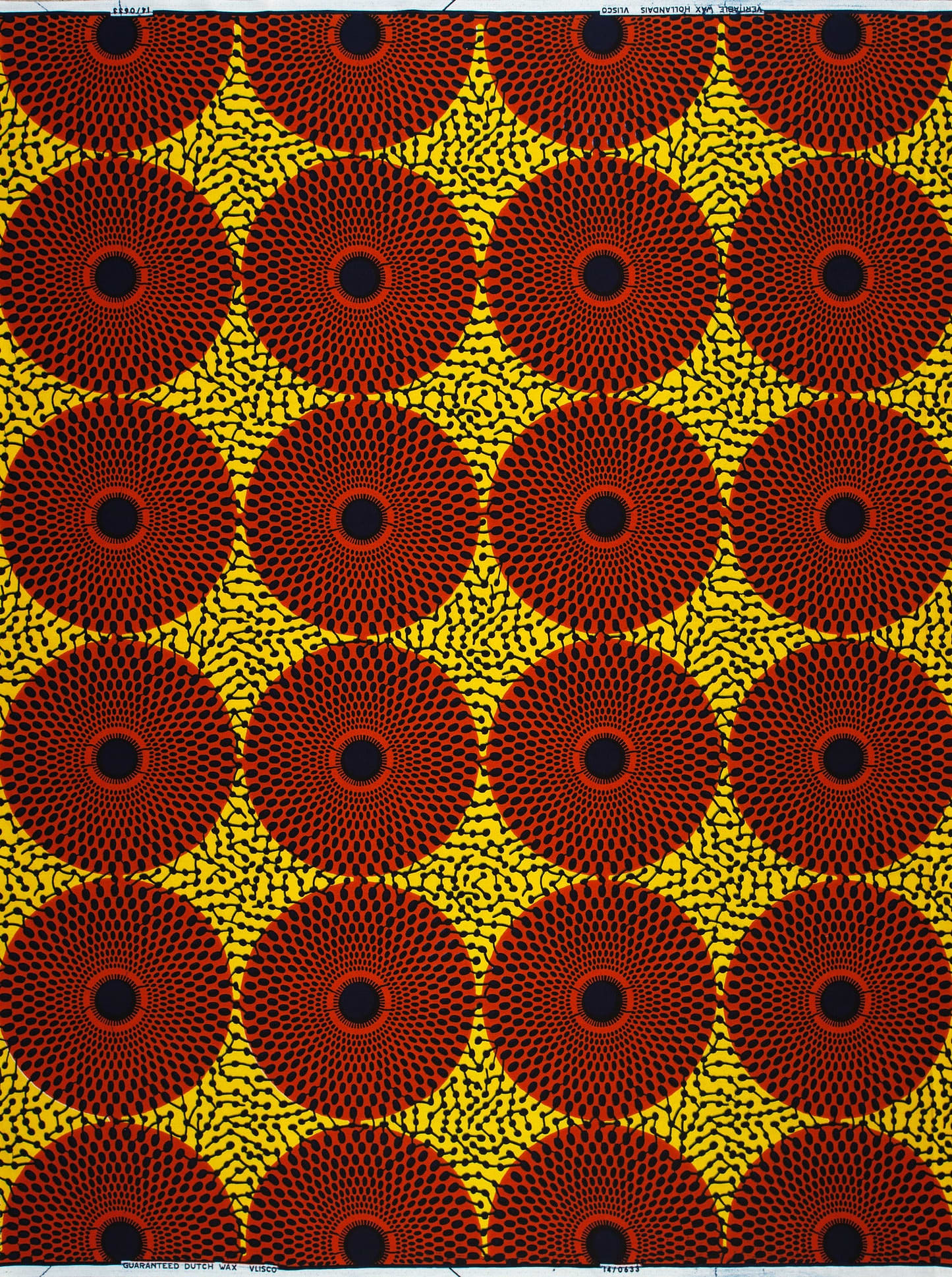 Vibrant red black concentric circle wax hollandais vl00633.312