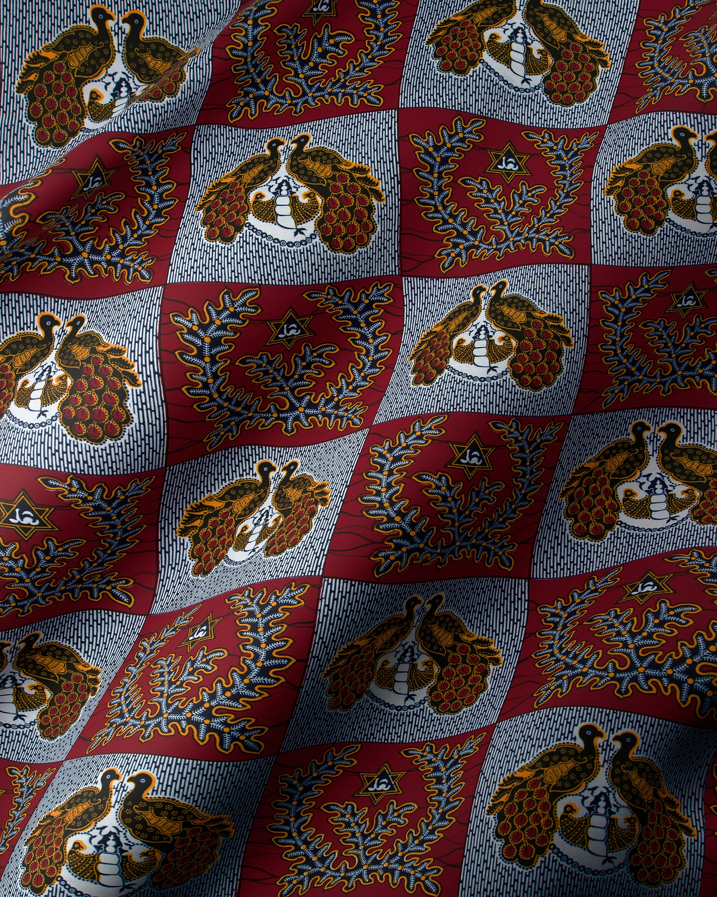 Red gray checkered fabric pattern wax hollandais vl00770.087