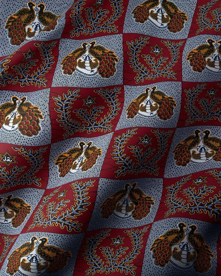 Red gray checkered fabric pattern wax hollandais vl00770.087
