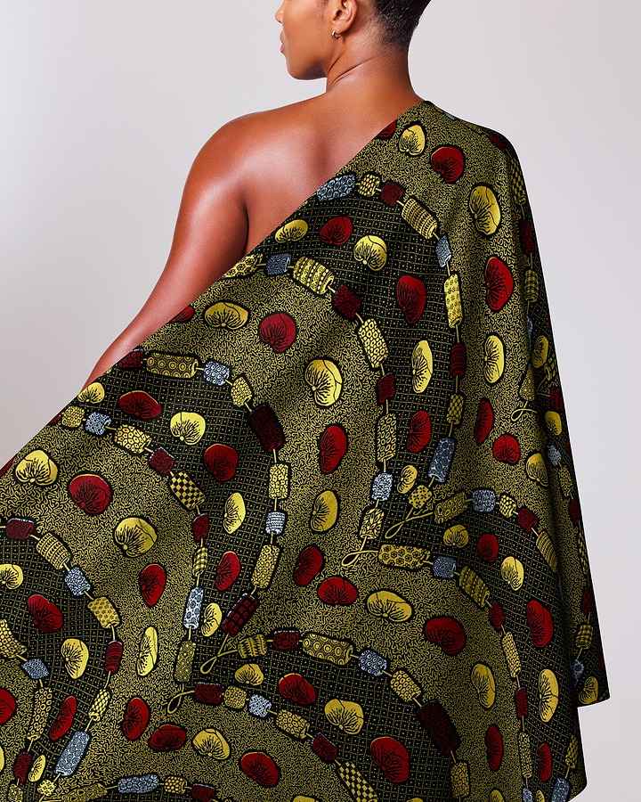 Vibrant olive green fabric bold wax hollandais vl00792.207