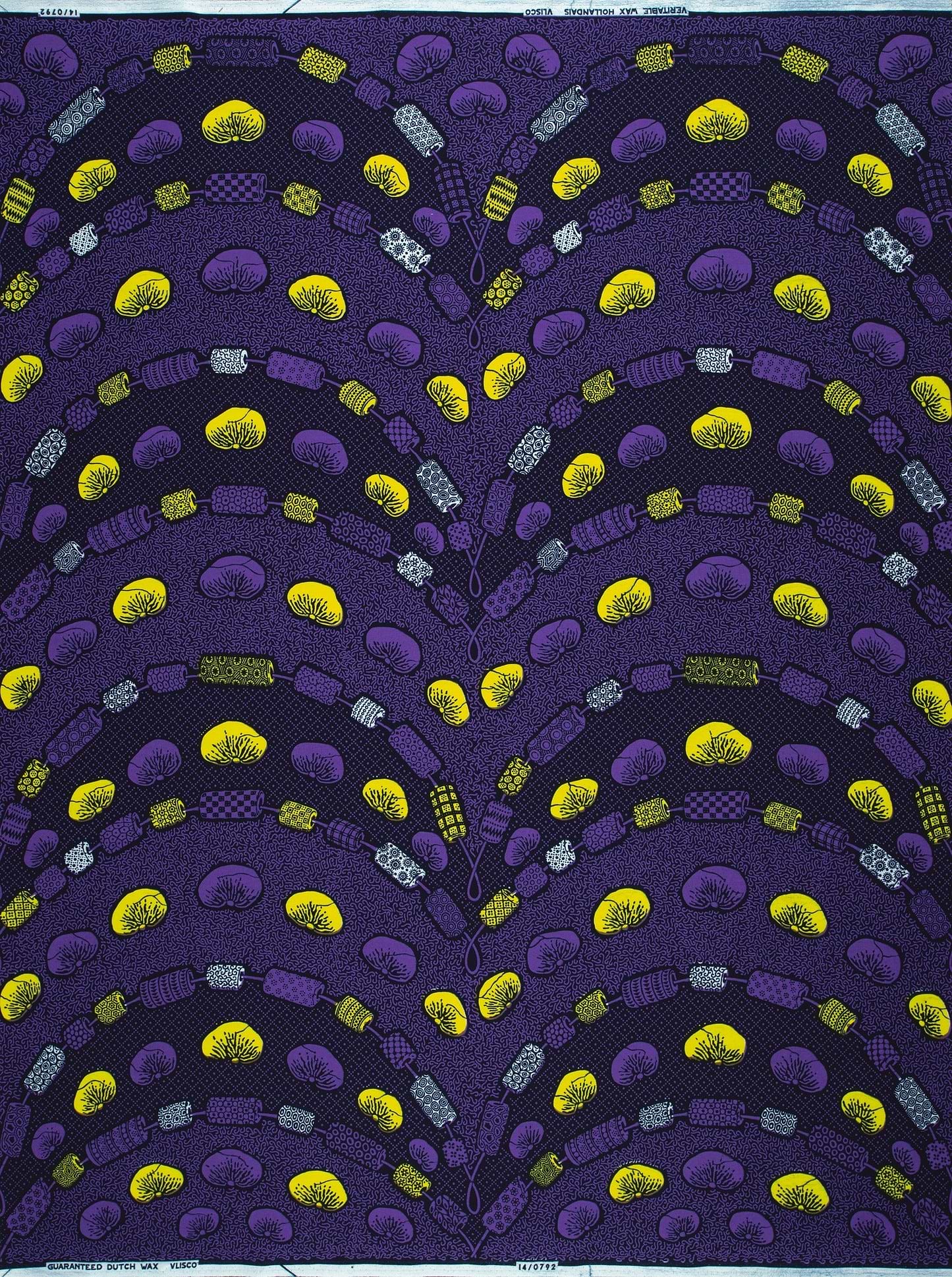 Vibrant purple yellow patterned fabric wax hollandais vl00792.213