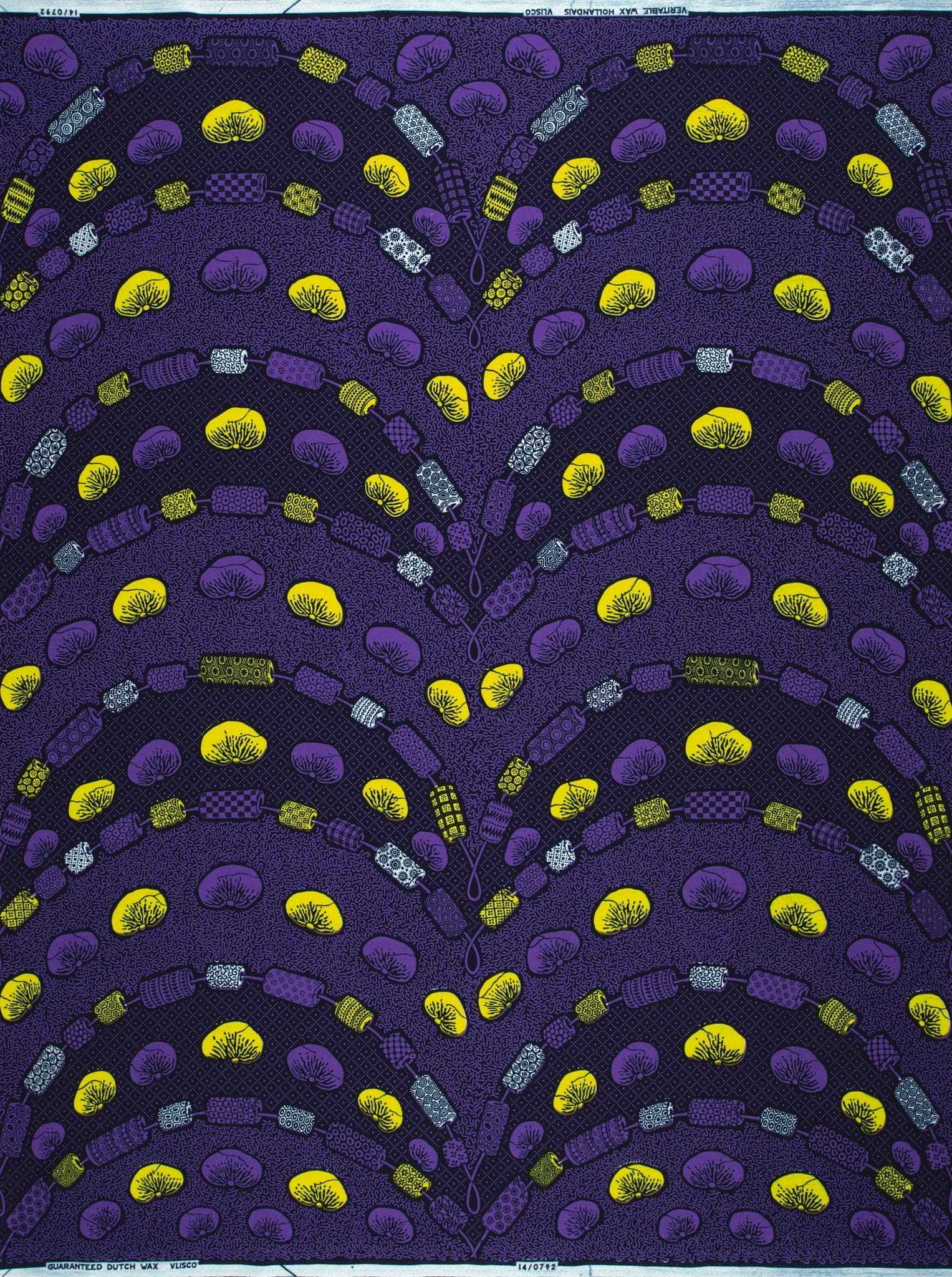 Vibrant purple yellow patterned fabric wax hollandais vl00792.213
