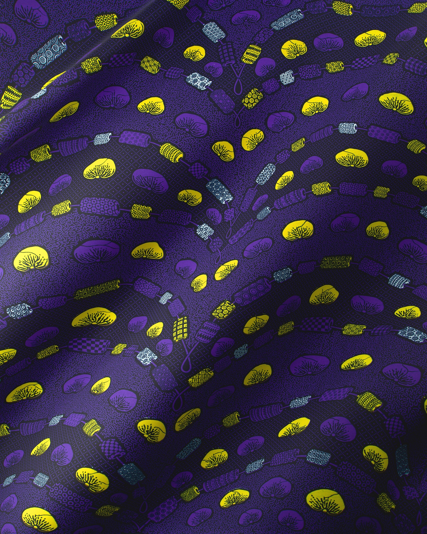 Purple fabric vibrant pattern yellow wax hollandais vl00792.213