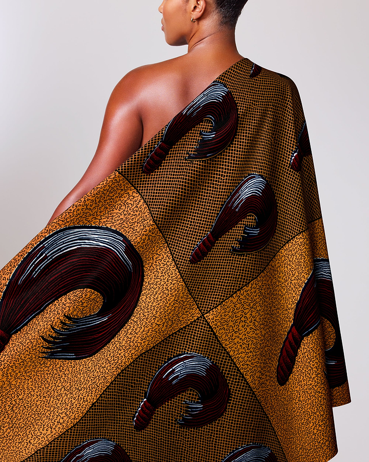 One-shoulder wrap dress bold brown wax hollandais vl00815.155