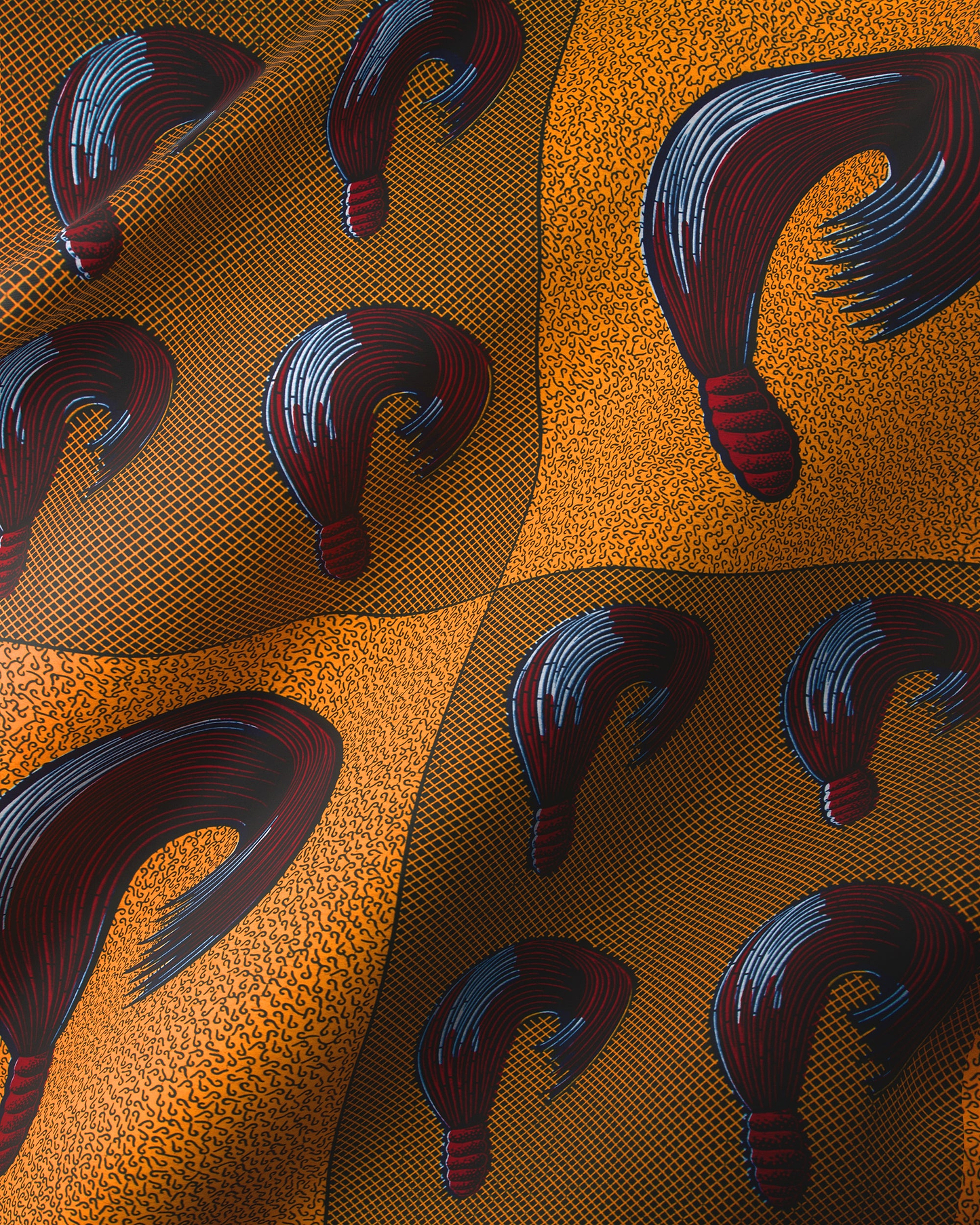 Patterned orange fabric wax hollandais vl00815.155