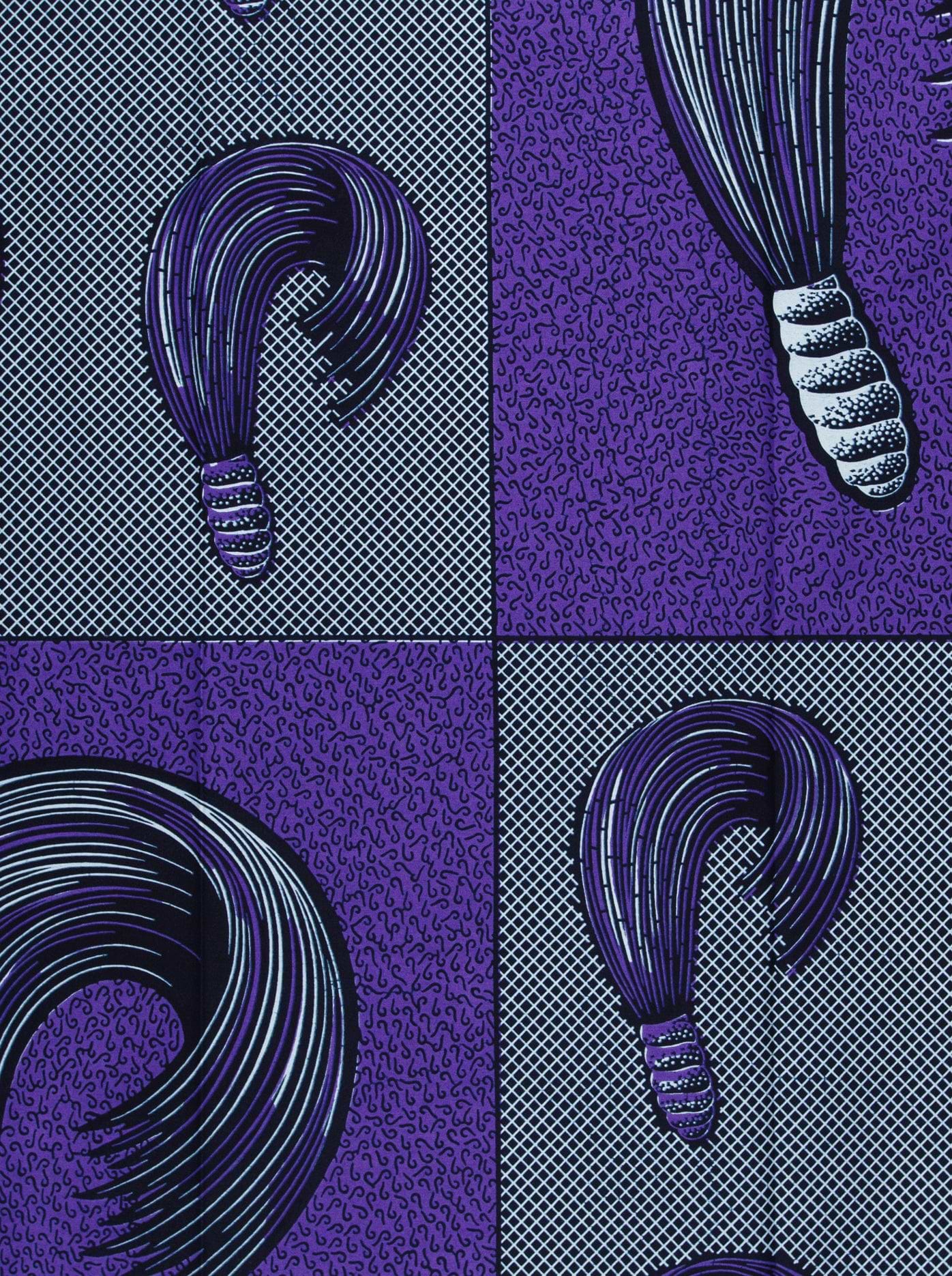 Purple white patterned fabric wax hollandais vl00815.157