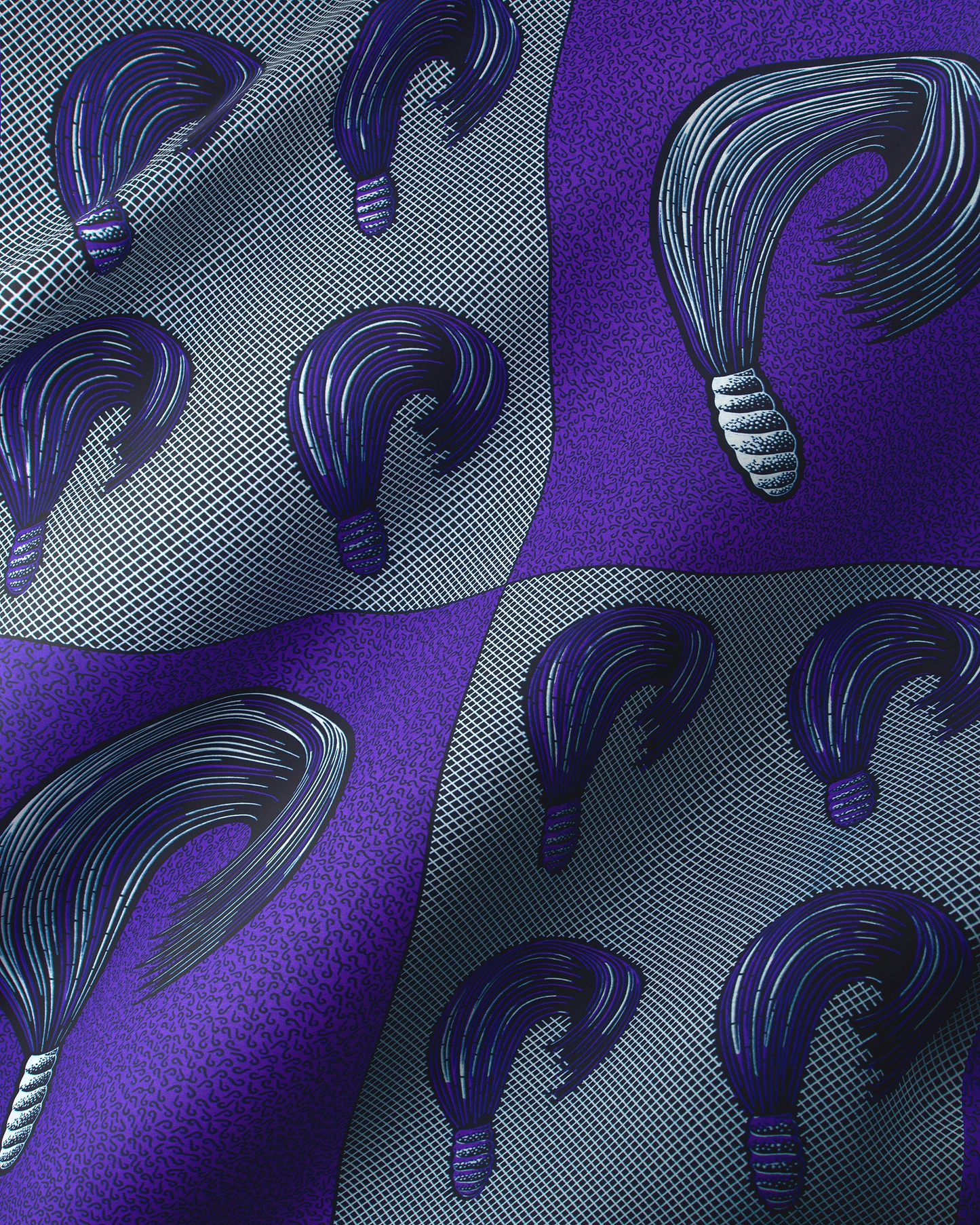 Purple gray patterned fabric wax hollandais vl00815.157