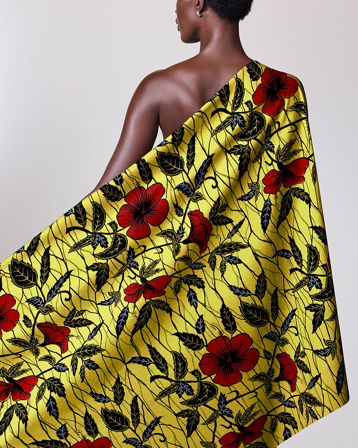 Vibrant yellow fabric bold red wax hollandais vl00921.208