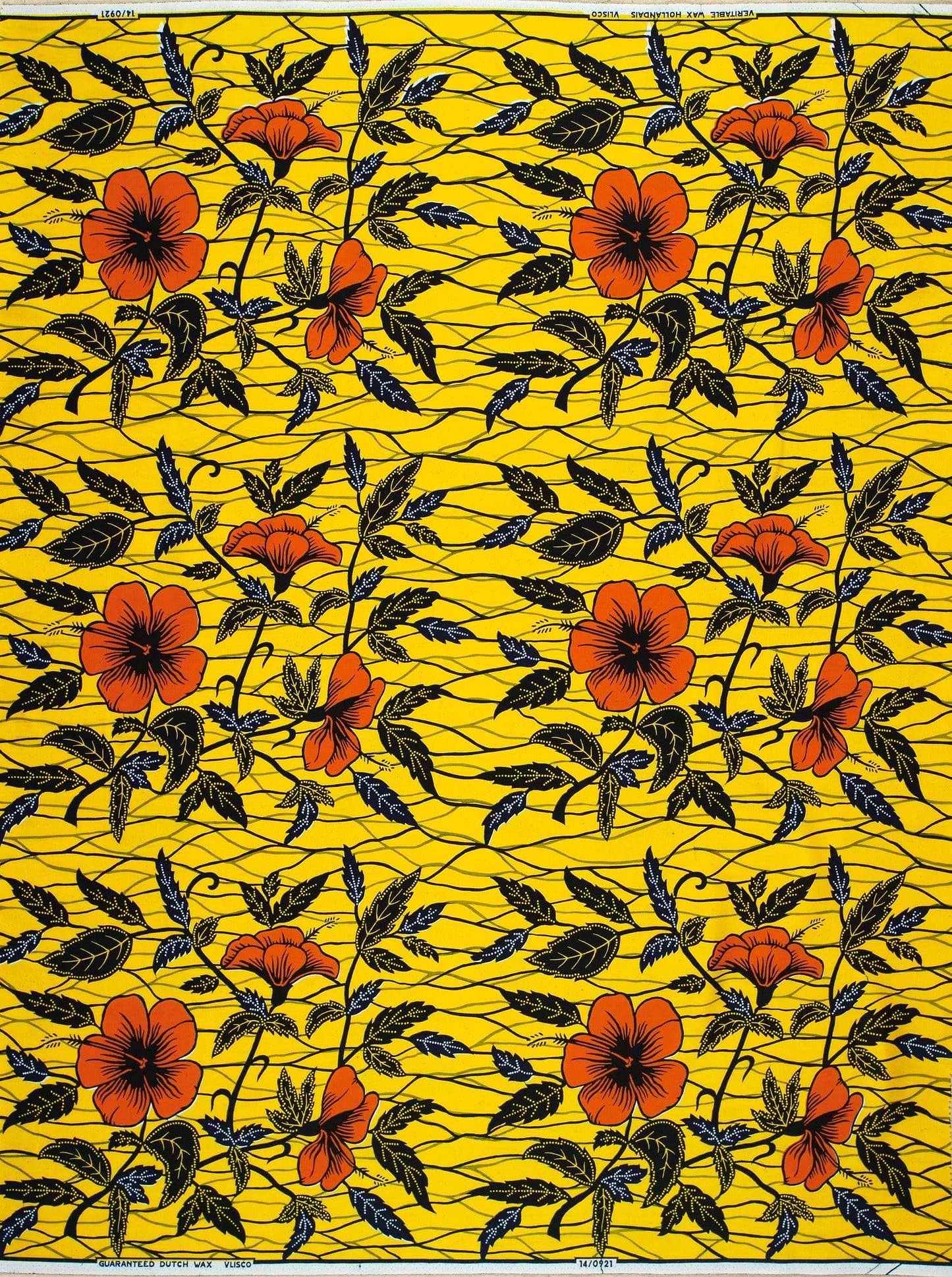 Vibrant yellow fabric bold orange wax hollandais vl00921.223