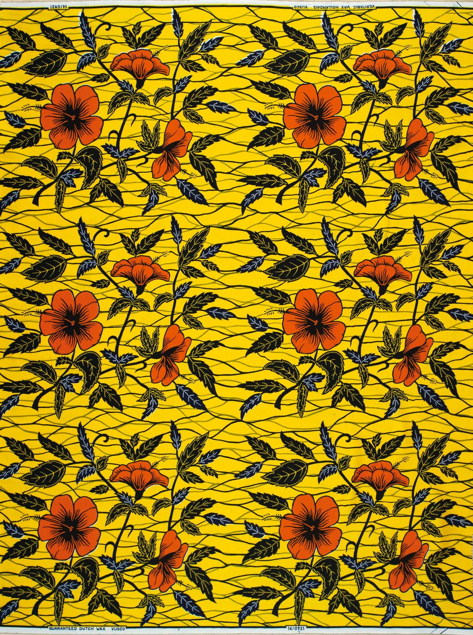 Vibrant yellow fabric bold orange wax hollandais vl00921.223