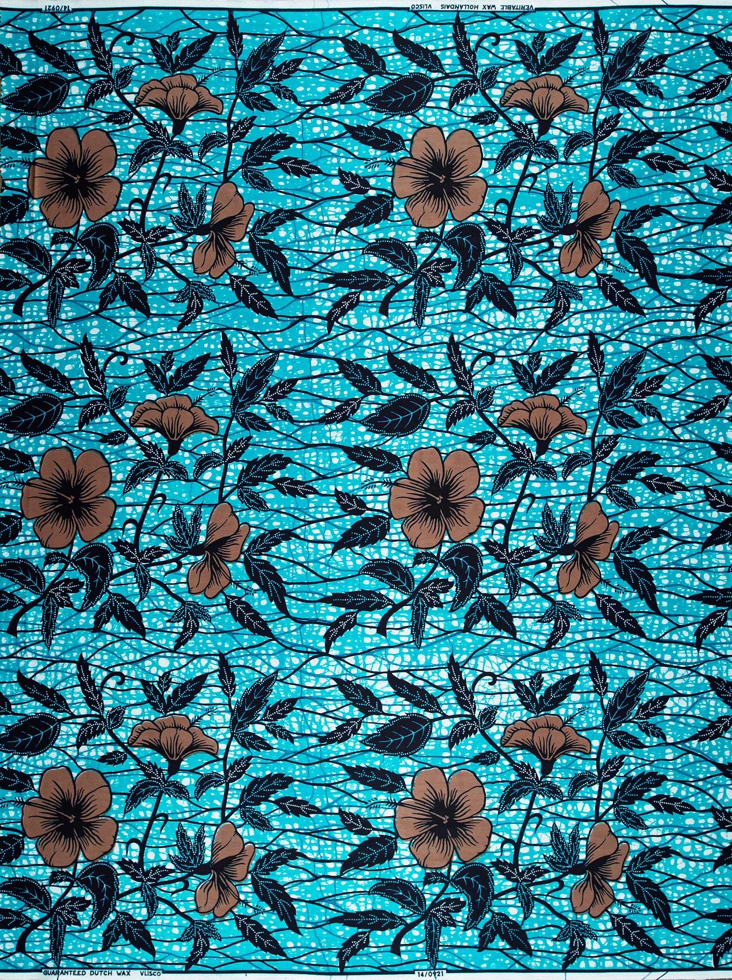 Vibrant turquoise african print fabric wax hollandais vl00921.280