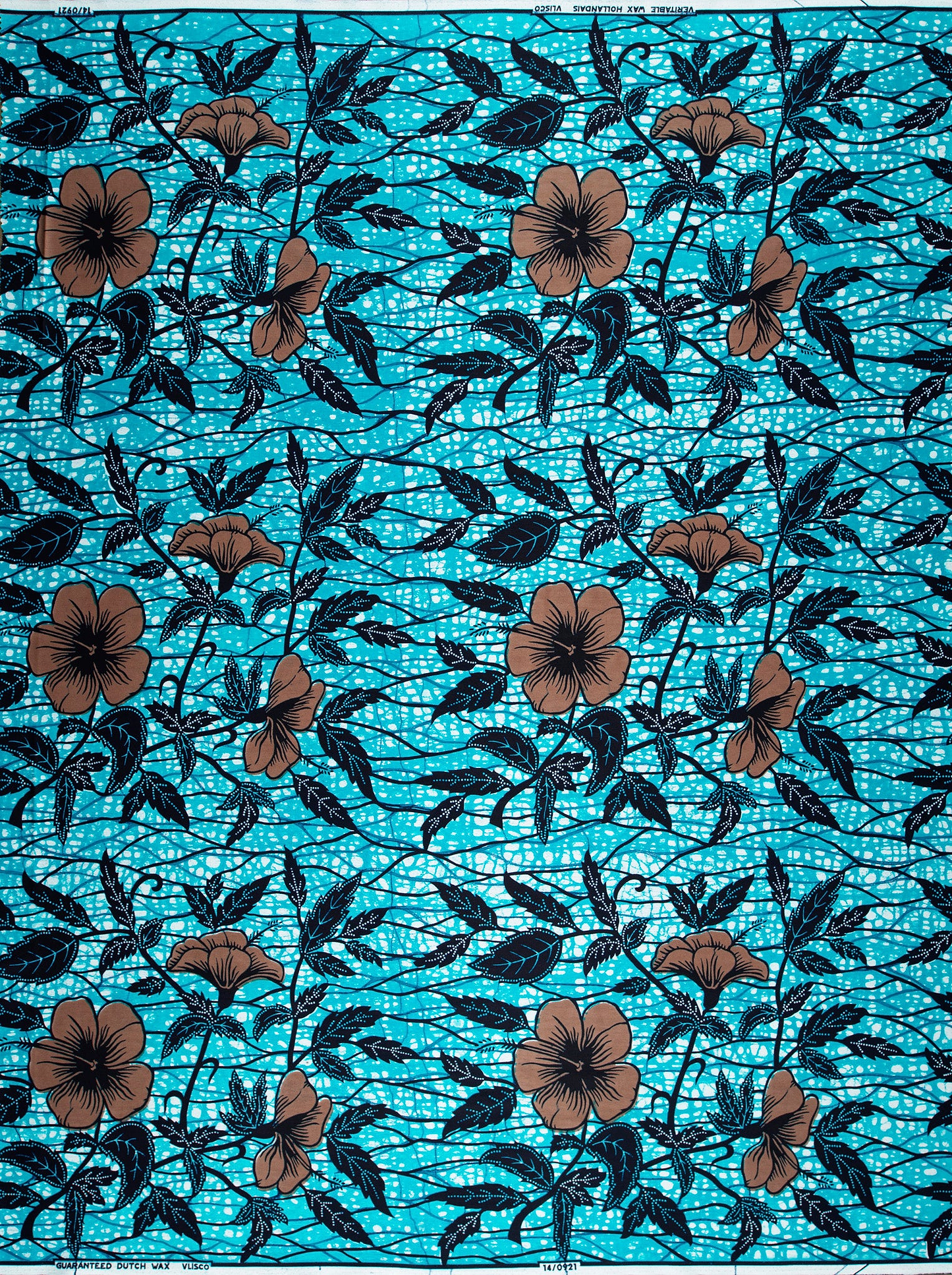Vibrant turquoise african print fabric wax hollandais vl00921.280