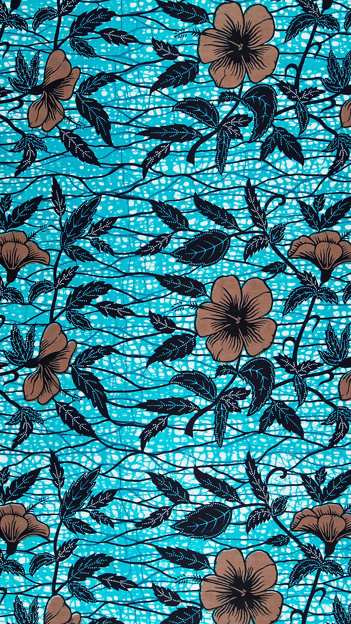 Vibrant turquoise fabric pattern brown wax hollandais vl00921.280