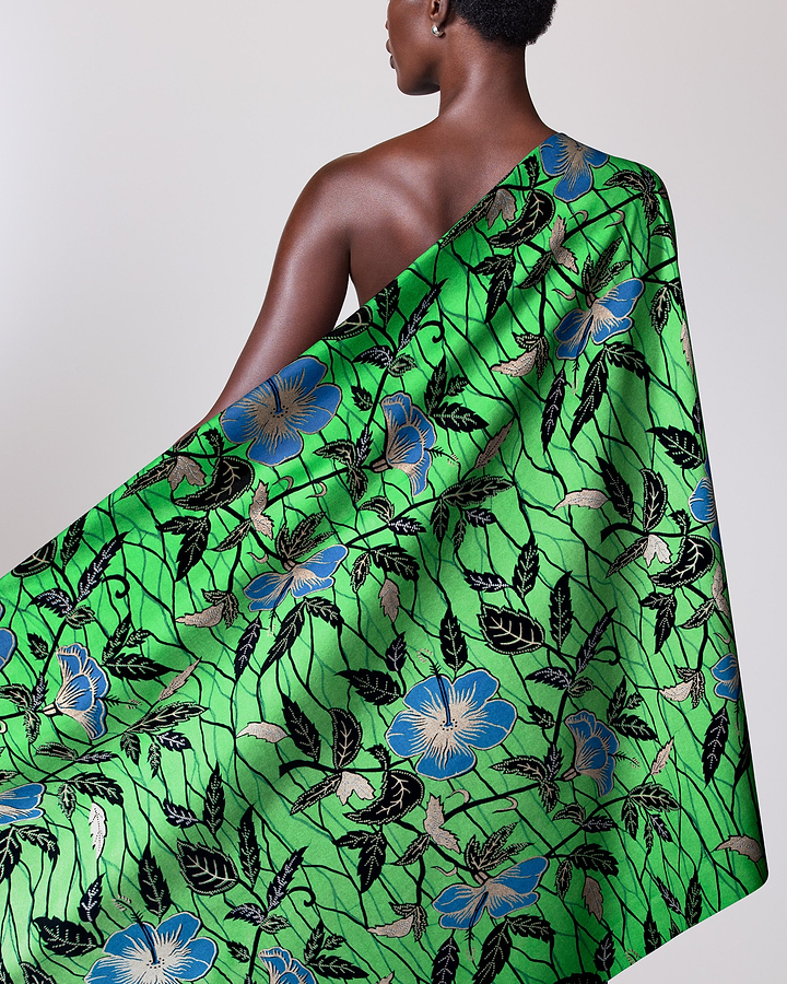 Vibrant green fabric bold blue wax hollandais vl00921.281