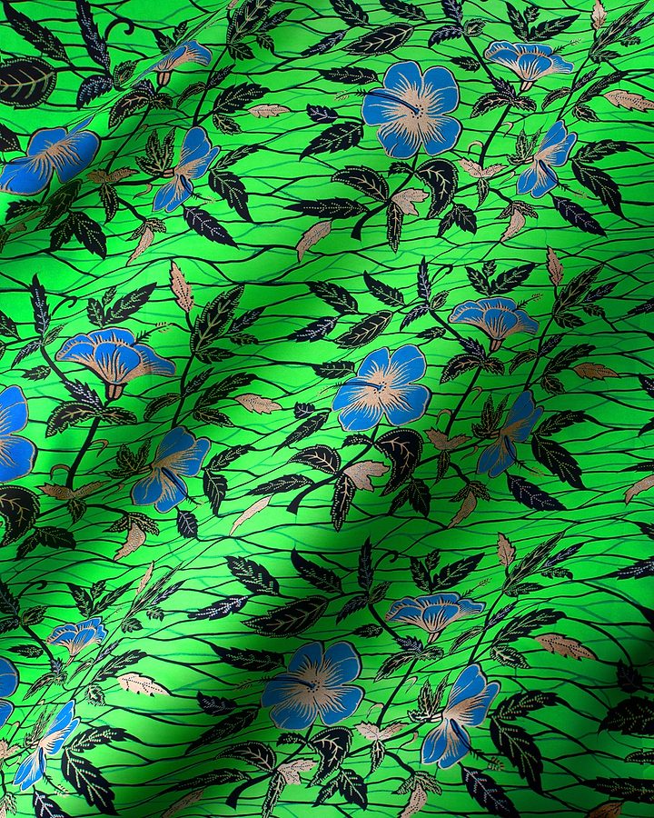 Vibrant green fabric adorned pattern wax hollandais vl00921.281