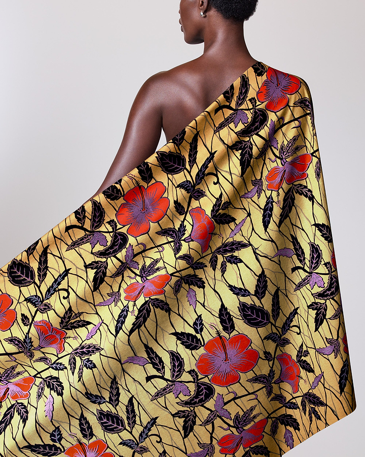 Vibrant yellow fabric bold red wax hollandais vl00921.282