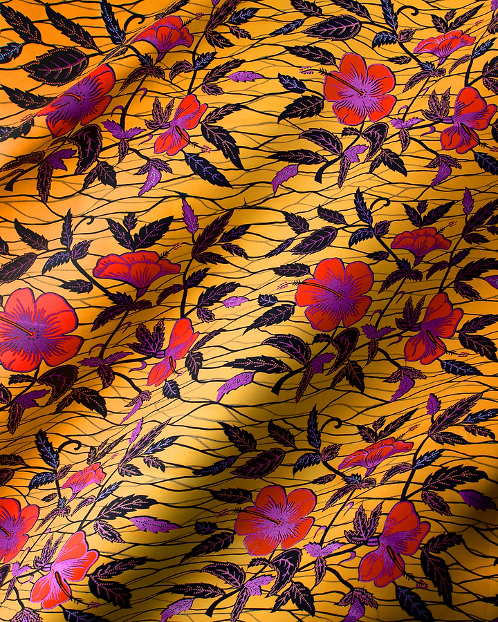 Vibrant yellow fabric adorned bold wax hollandais vl00921.282