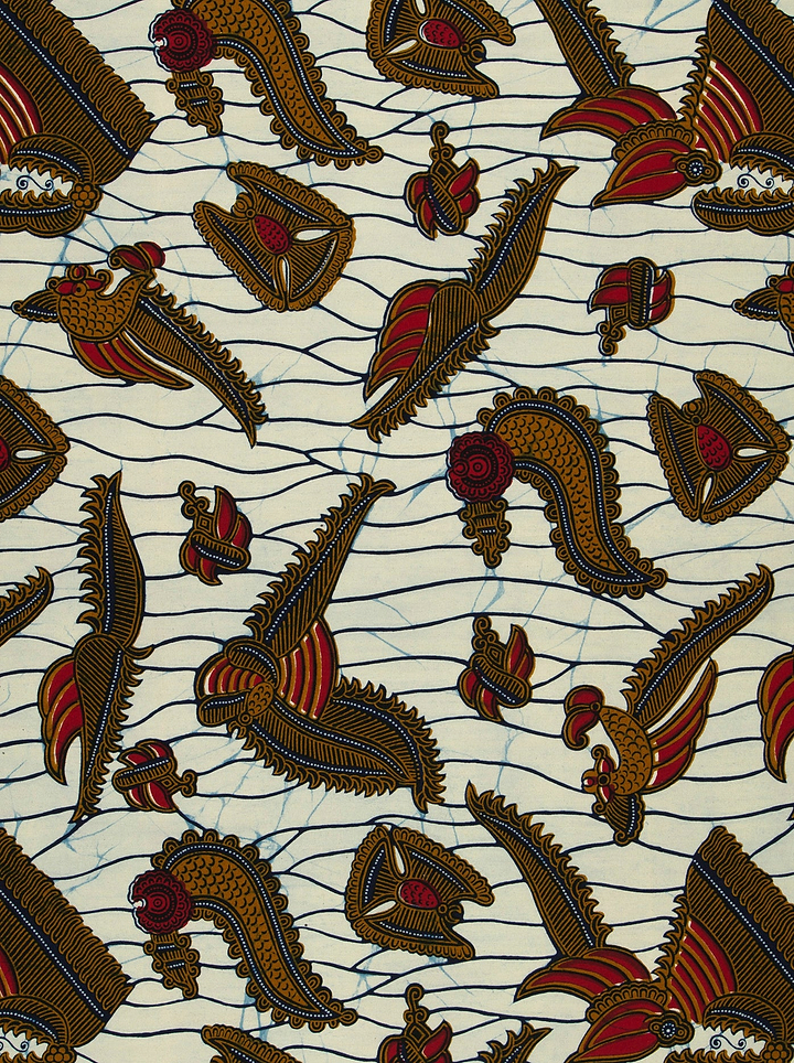 Batik fabric stylized bird floral wax hollandais vl00924.221