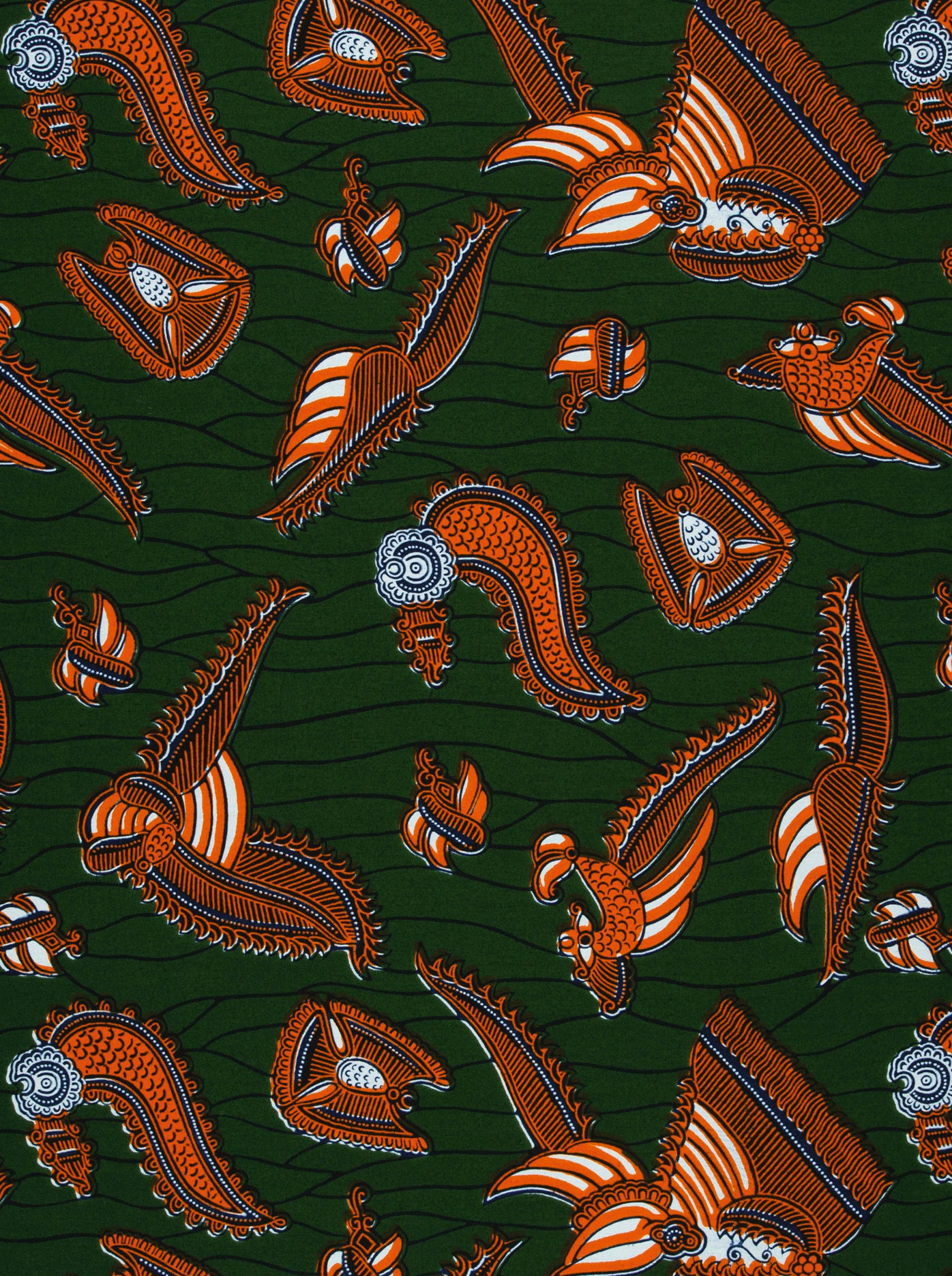 Dark green fabric pattern stylized wax hollandais vl00924.223