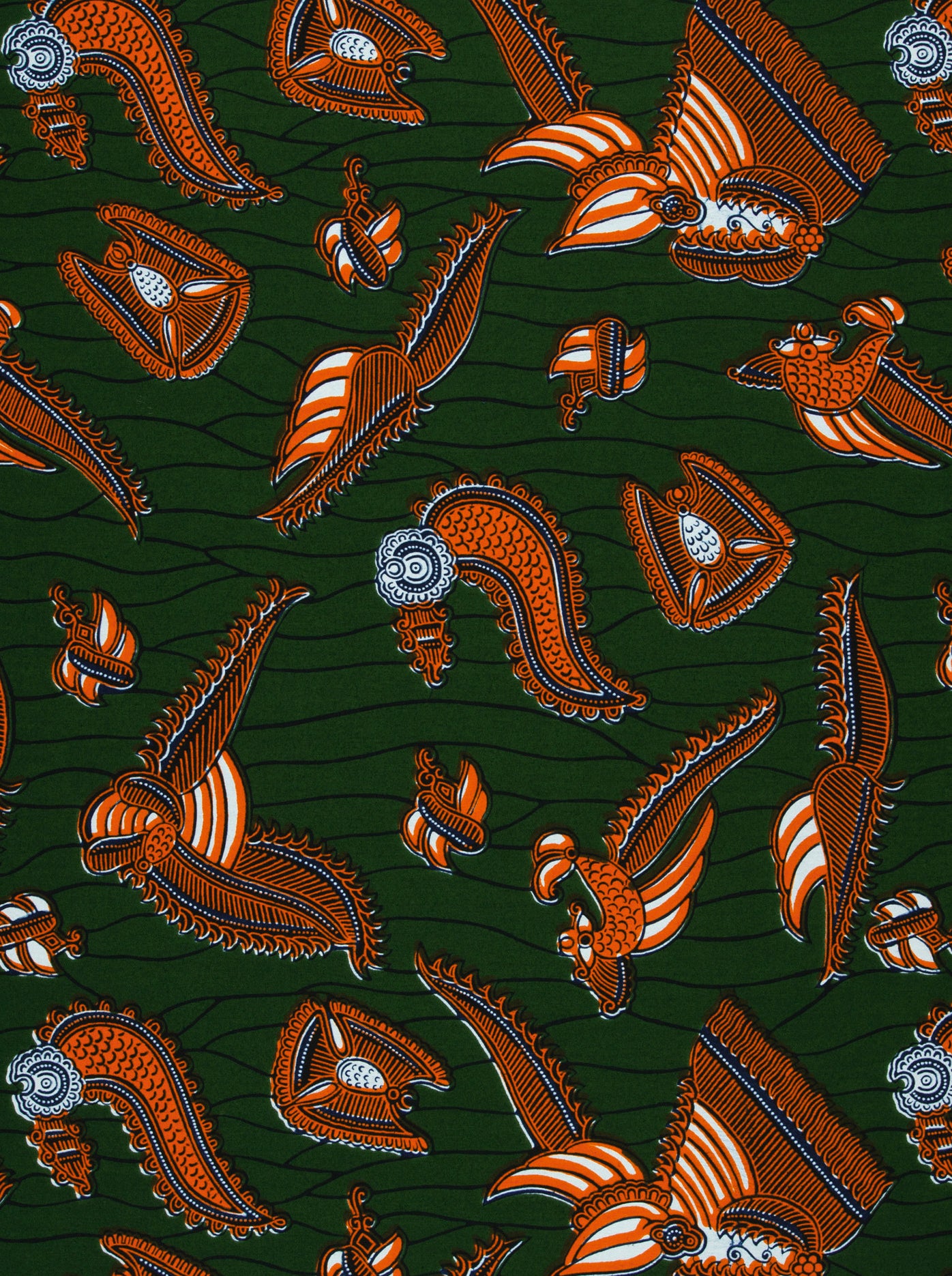 Dark green fabric pattern stylized wax hollandais vl00924.223