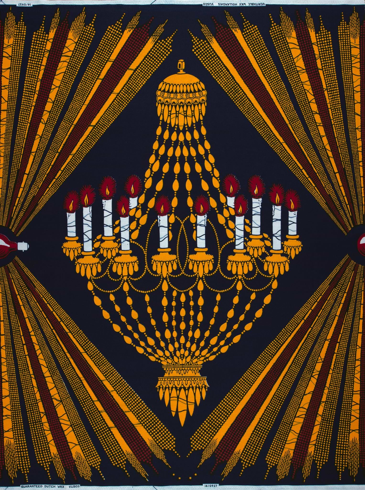Gold chandelier red candles set wax hollandais vl00927.080