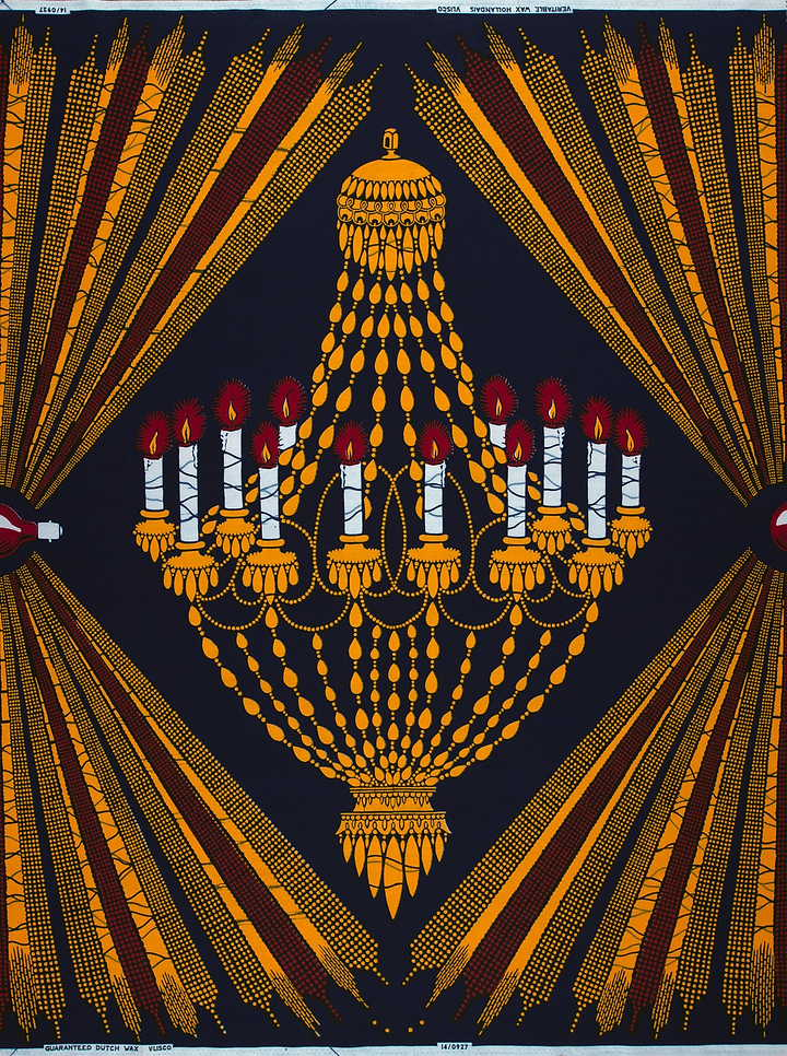 Gold chandelier red candles set wax hollandais vl00927.080