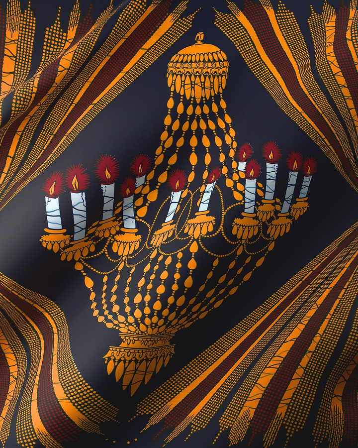 Black silk scarf bold gold-toned wax hollandais vl00927.080