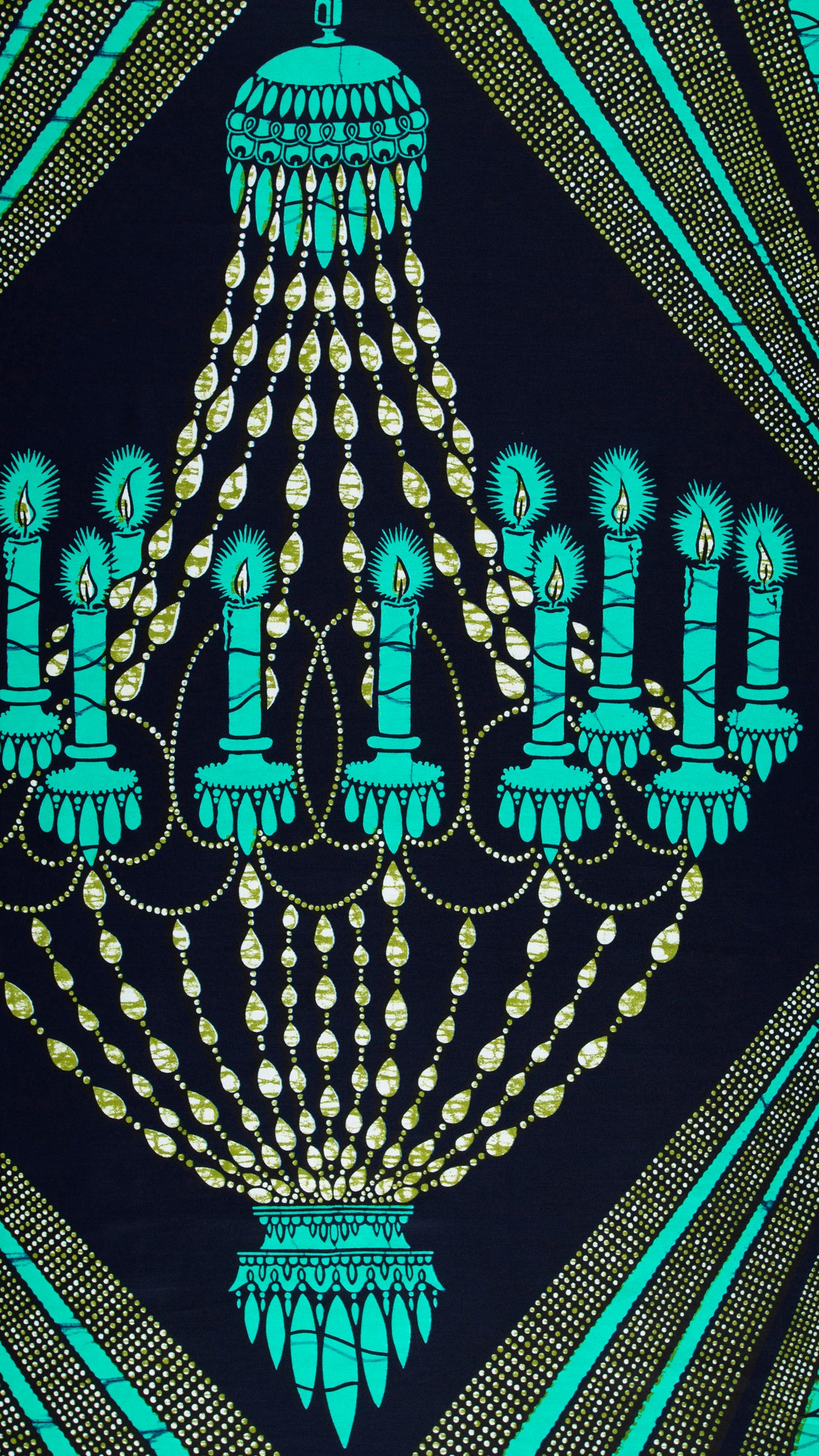 Teal gold chandelier pattern printed wax hollandais vl00927.098